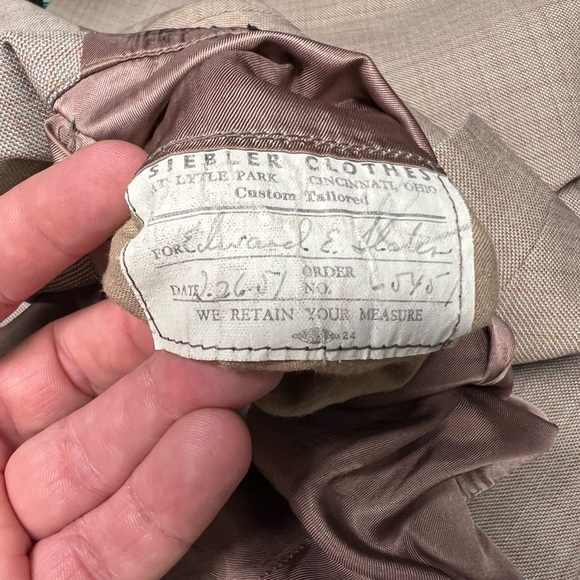 Vintage 1950s Tan w/ Orange Check Plaid Suit 38R - Picture 15 of 16